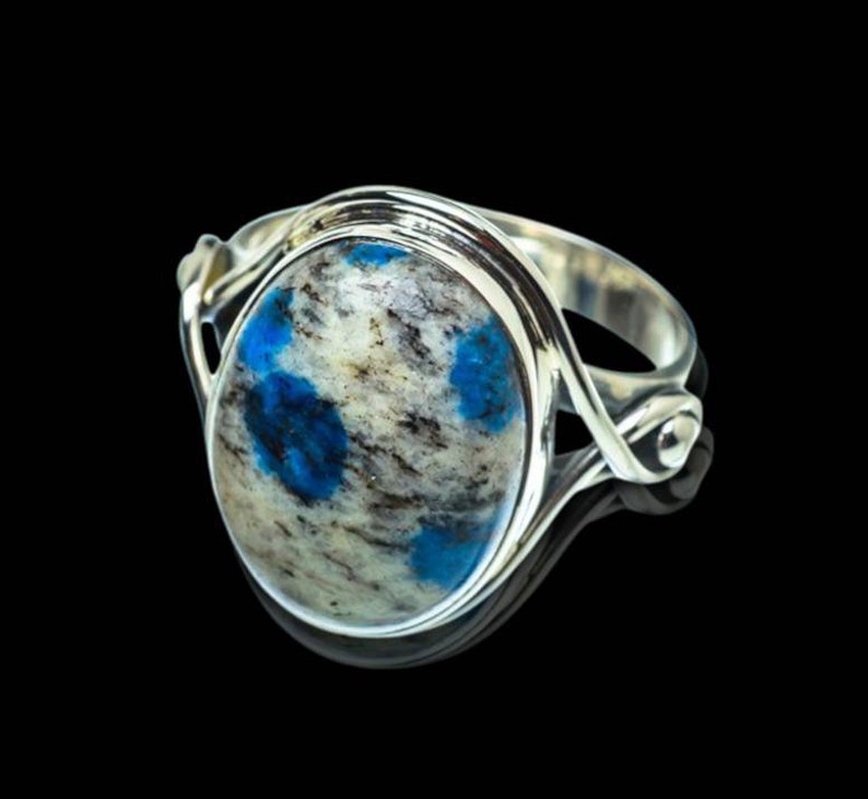 Sterling Ring Unique Silver Ring Gift For Her Azurite Ring Artisan Ring Classical K2 Azurite Ring in 925 Sterling Silver