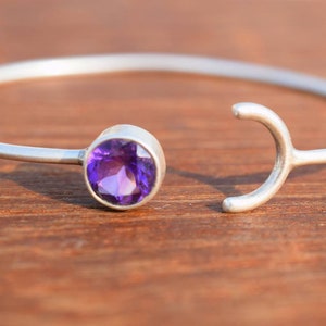 Amethyst Armreif In 925 Sterling Silber, zierliche Armband, Ombre Armband, Perlen Armband, Silber Armband, Frau Armband, Geschenk Ihr