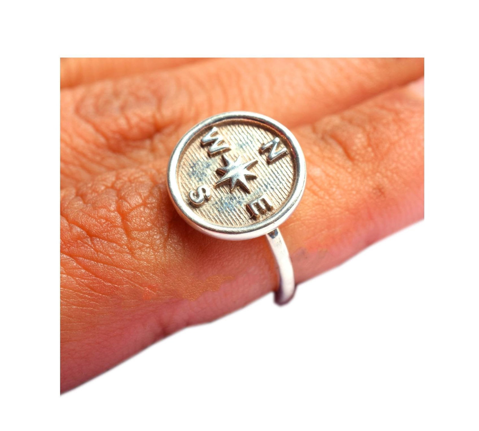 Compass Ring In 925 Sterling Silver Silver Ring Dainty Ring Etsy