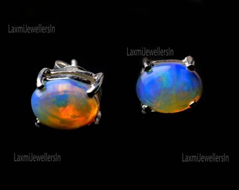Orecchini in opale di fuoco in argento sterling 925, orecchini con pietre preziose, gioielli unici in opale, orecchini artigianali, gioielli in argento, regalo per lei