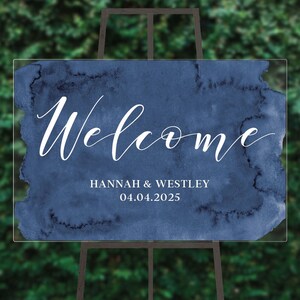 Personalized Acrylic Wedding Welcome Sign | Watercolor Background | Brushed | Classic | WELCOME2