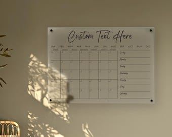 Personalized FROSTED Acrylic Calendar Month & Week | Floating Wall Decor | Home Decor | Housewarming Gift | Dry-Erase