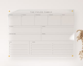 Personalized Acrylic Weekly Wall Calendar with customizable Columns & Lists | Housewarming Gift | Home Decor | Office Decor