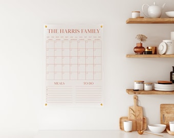 Personalized Acrylic Calendar, To-do list & Meal Planner | Wall Decor | Housewarming | Color | Dry-Erase | Vertical | TODOMEAL-COLOR