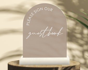 Personalized Acrylic "Please Sign our Guestbook" Sign | Arch | Curved Text | Modern | Simple | Wedding Signs | Guests