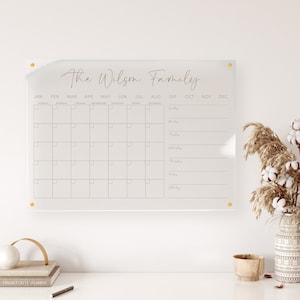 Personalized Acrylic Calendar Month & Week | Floating Wall Decor | Housewarming Gift | Home Decor | Dry-Erase | Color | WEEK1-COLOR