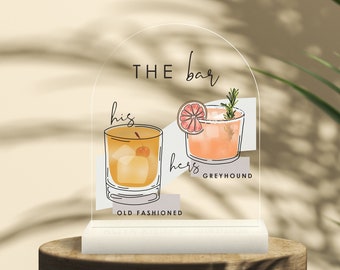 Personalized Wedding Bar Sign | Custom Acrylic Signature Cocktails Reception Art