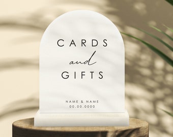 White Acrylic Wedding Gift Cards Sign | Arch | Classic | Modern | Wedding Reception | Bride and Groom Gifts | Wedding Gifts