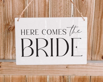 Customizable Acrylic "Here Comes the Bride" Hanging Sign | Bride Entry Sign | 12"W x 8"H | Flower Girl | Ring Bearer | Wedding