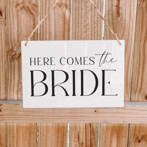 Customizable Acrylic &quot;Here Comes the Bride&quot; Hanging Sign | Bride Entry Sign | 12&quot;W x 8&quot;H | Flower Girl | Ring Bearer | Wedding