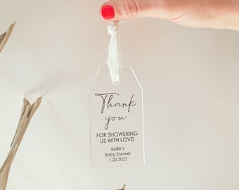 Personalized Acrylic Gift Tag | Clear | Thank You Tag | Baby Shower | Hanging Tag | Birthday Favors | Minimalist