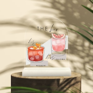 Custom Signature Drinks Bar Sign – Modern Acrylic Wedding Decor, Personalized Cocktail Menu, Reception Drink Art, Boho Party Signage
