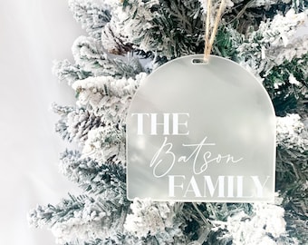 Personalized Frosted Acrylic Christmas Ornament | Family Ornament | 2022 | Christmas Gift | Custom Ornament | Arch