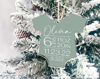 Personalized Clear Acrylic Christmas Ornament | Baby First Christmas | Custom Baby Onesie Ornament