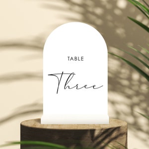 White Acrylic Arch Table Number | Wedding Table Number | Minimalist Style Wedding | Classic | Wedding Decor | Wedding Arch Sign
