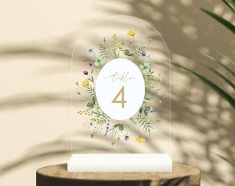 Floral Wedding Table Numbers | Personalized Acrylic Reception Decor