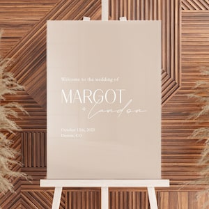 Personalized Acrylic Welcome Sign | Wedding Ceremony | With Date and Location | Minimal | Clear Acrylic | Sign on Easel