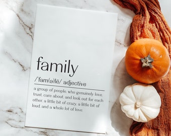 Thanksgiving Definitions Sign | White Acrylic Rectangle | Family | Friendsgiving | Thanksgiving Decor | Cornucopia | Gather | Holidays