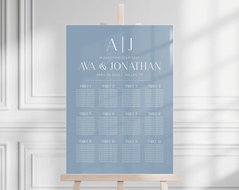 Personalized Acrylic Wedding Seating Chart | 26"W x 36"H | 96-120 Guests | Wedding Guest List | Brushed Acrylic | 10+ Tables