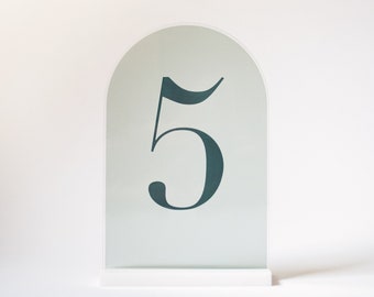 Acrylic Arch Table Number | Translucent Color Background w/ Opaque Number | Minimal | Wedding Table Number | Wedding Decor