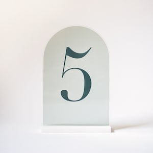 Acrylic Arch Table Number | Translucent Color Background w/ Opaque Number | Minimal | Wedding Table Number | Wedding Decor