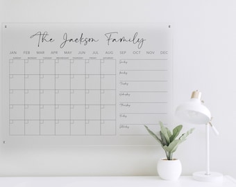 Personalized Acrylic Calendar Month & Week | Floating Wall Decor | Home Decor | Housewarming Gift | Dry-Erase | WEEK1