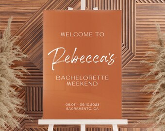 Personalized Acrylic Welcome Sign | Bachelorette Party | Celebration | Girl's Night | Rectangle