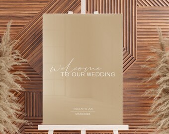 Personalized Acrylic Welcome Sign | Wedding Ceremony | Rectangular | Elegant | Minimal | Clear Acrylic | Sign on Easel
