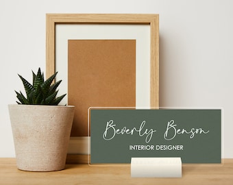Personalized Acrylic Desk Nameplate | Rectangle | Office Decor | Job Title | Minimal