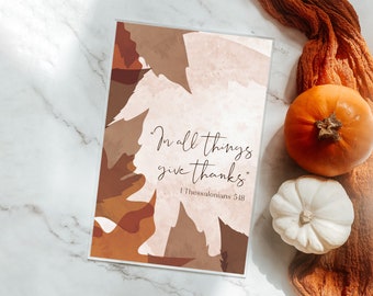 Thanksgiving Sign | "In all things give thanks" | 1 Thessalonians 5:18 | Clear Acrylic | Holiday Decor | Bible Verse