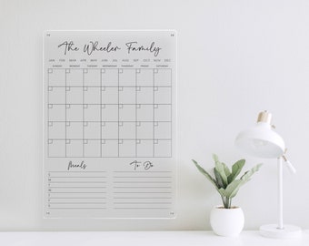 Personalized Acrylic Calendar, To-do list & Meal Planner | Floating Wall Decor | Housewarming Gift | Dry-Erase | Vertical | TODOMEAL