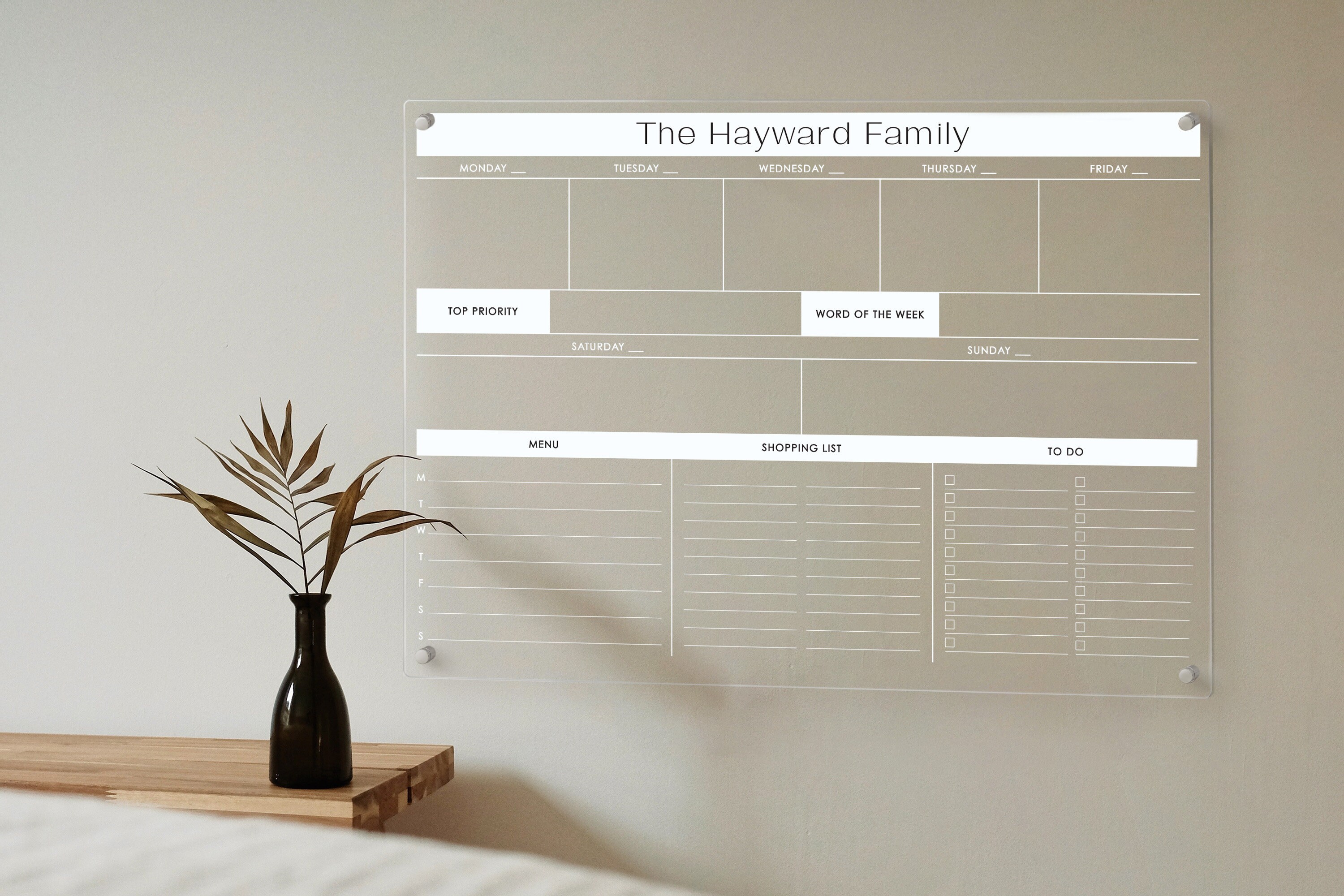 Priority Calander Personalized Acrylic Weekly Calendar | Priority Planner | Word of the ...