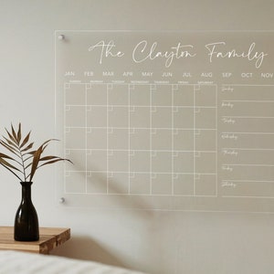 Personalized Acrylic Calendar Month & Week Floating Wall Decor Housewarming Gift Home Decor Dry-Erase Color WEEK1-COLOR image 4