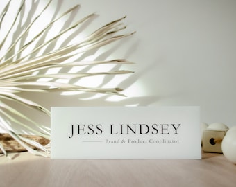 Custom White Acrylic Desk Nameplate | 10" x 3.5" x 1" | Office Decor | Name & Job Title