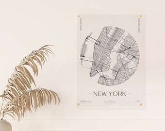 Personalized Acrylic City Map Wall Art: Minimalist Home Decor & Housewarming Gift