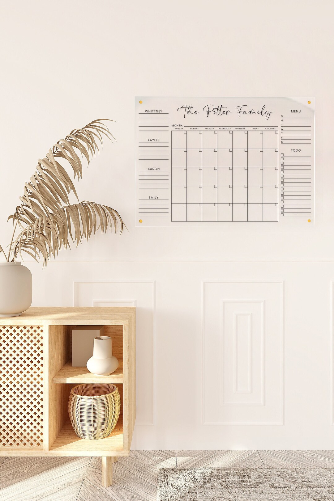 Personalized Acrylic Monthly Wall Calendar | Menu, To-do List | Custom ...
