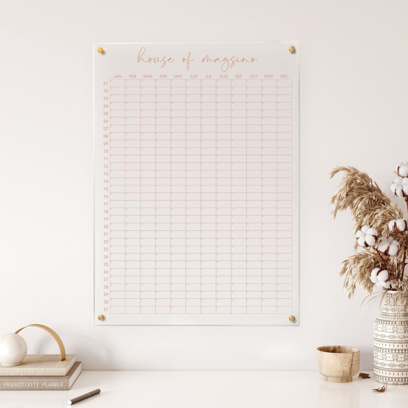 Personalized Yearly Calendar With Color Options Clear Etsy