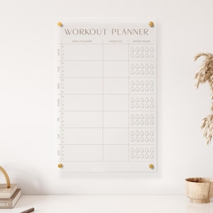 Personalized Acrylic Wall Workout and Meal Planner | New Years Resolution | 12"W X 18"H | Get Fit | Keep Organized | Gift