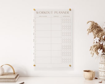 Personalized Acrylic Wall Workout and Meal Planner | New Years Resolution | 12"W X 18"H | Get Fit | Keep Organized | Gift