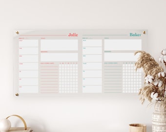 Personalized Acrylic Chore Chart for Two – Custom Family Task Board, Kids Responsibility Chart