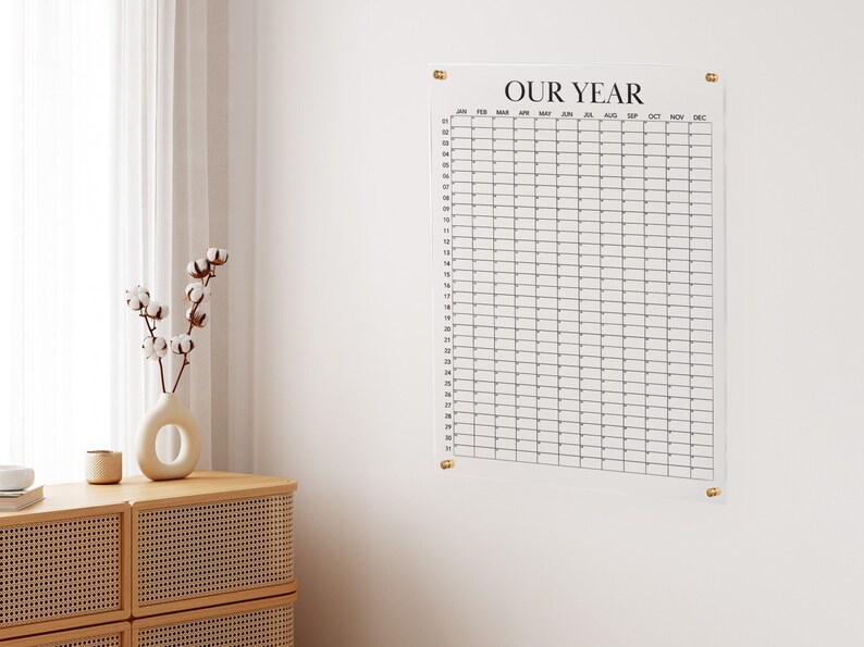 Personalized yearly calendar clear acrylic floating wall etsy