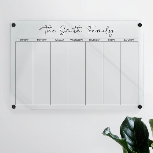 Acrylic Weekly Desk Calendar 2023 Personalized Dry Erase Etsy
