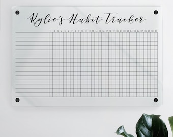 Personalized Acrylic Habit Tracker | Clear Acrylic | Notes | Goals | To-Do | Office Decor | Simple | Minimalist