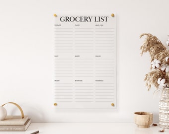 Personalized Acrylic Grocery List | 12"W X 18"H | Dry-erase | Kitchen Decor | Housewarming Gift | Wall Planner