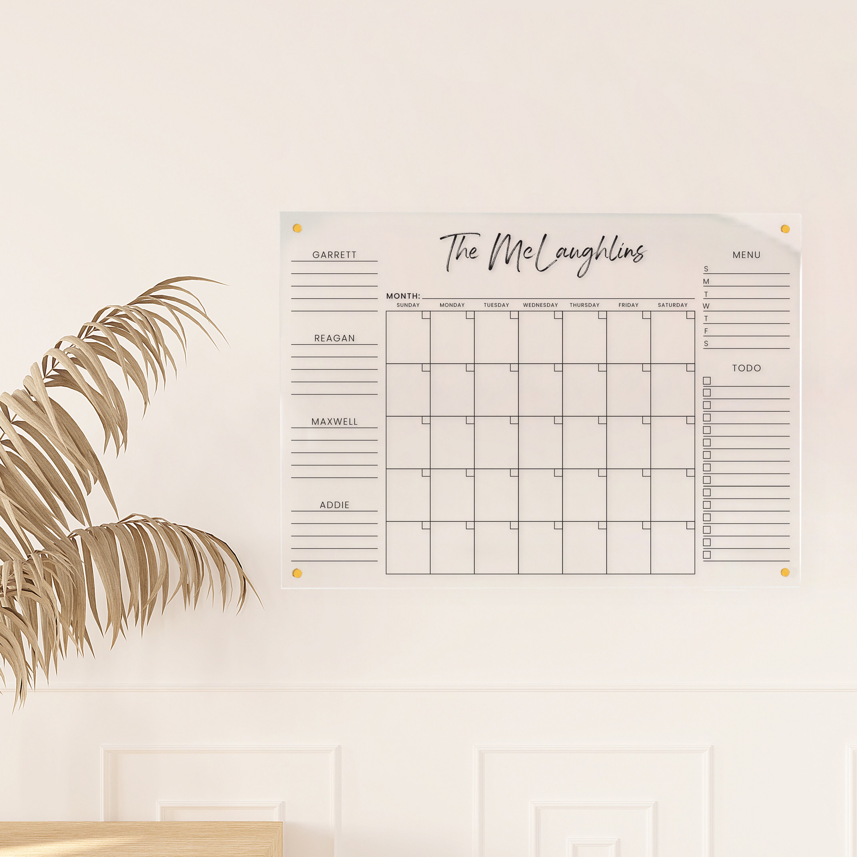 Personalized Acrylic Monthly Wall Calendar Menu To-do List - Etsy