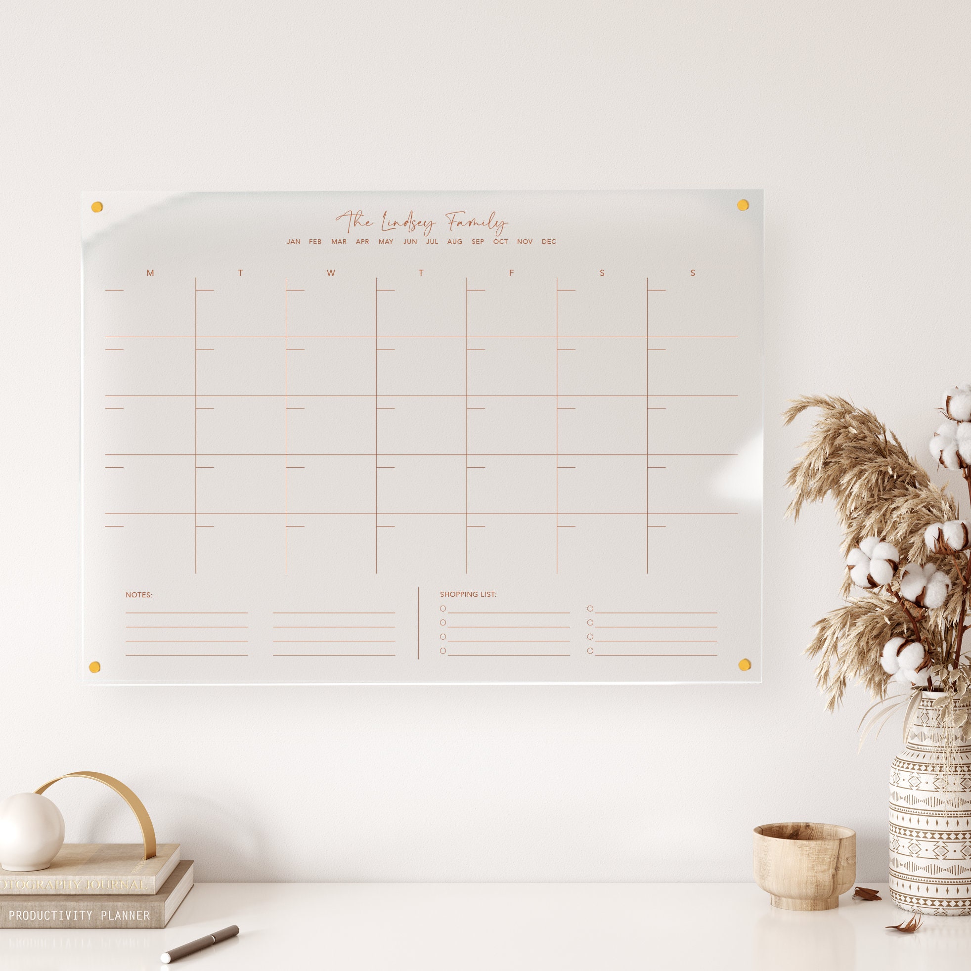 Personalized Monthly Acrylic Desktop Calendar & Planner – Rich Design Co
