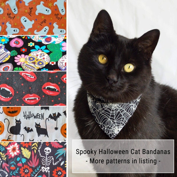 Halloween cat costume - pet cat bandana - over collar bandana - wicca cat bandana - witches cat bandana