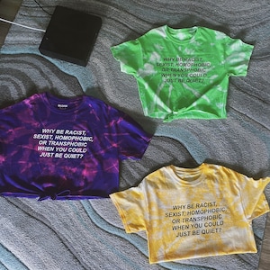 Warum sein? Gebleichtes, kurz gebatiktes Shirt