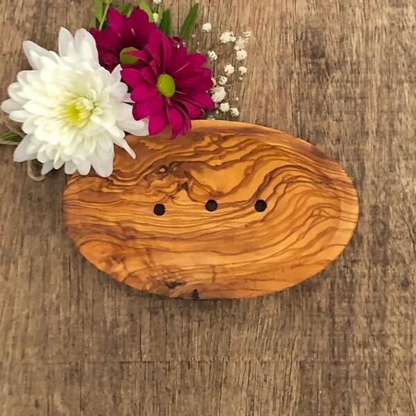 Oval Olive Wood Soap Dish ~ Rustic, Hand Carved, Natural, Sustainable, Zero Waste, Eco Friendly