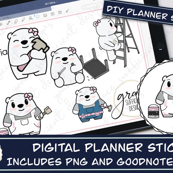 DIY Olivia! DIGITAL PLANNER Stickers, do it yourself, painting, project, hammer crafting planner stickers